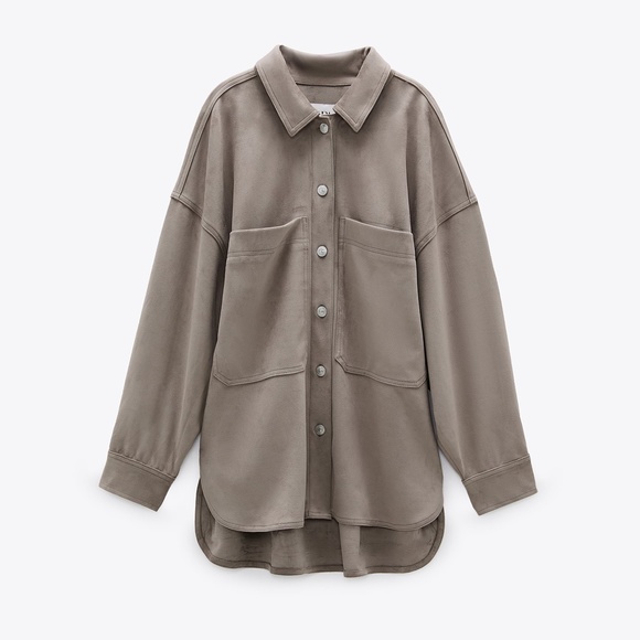 COPY - NEW FAUX SUEDE SHIRT GRAY - Picture 2 of 4